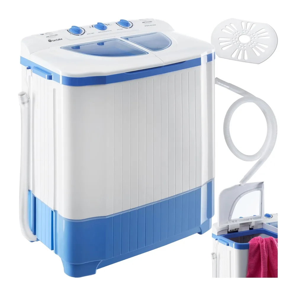 tectake® portable, mobile 4,5 kg Mini Waschmaschine + 3,5 kg Wäscheschleuder Kombination, Toplader für