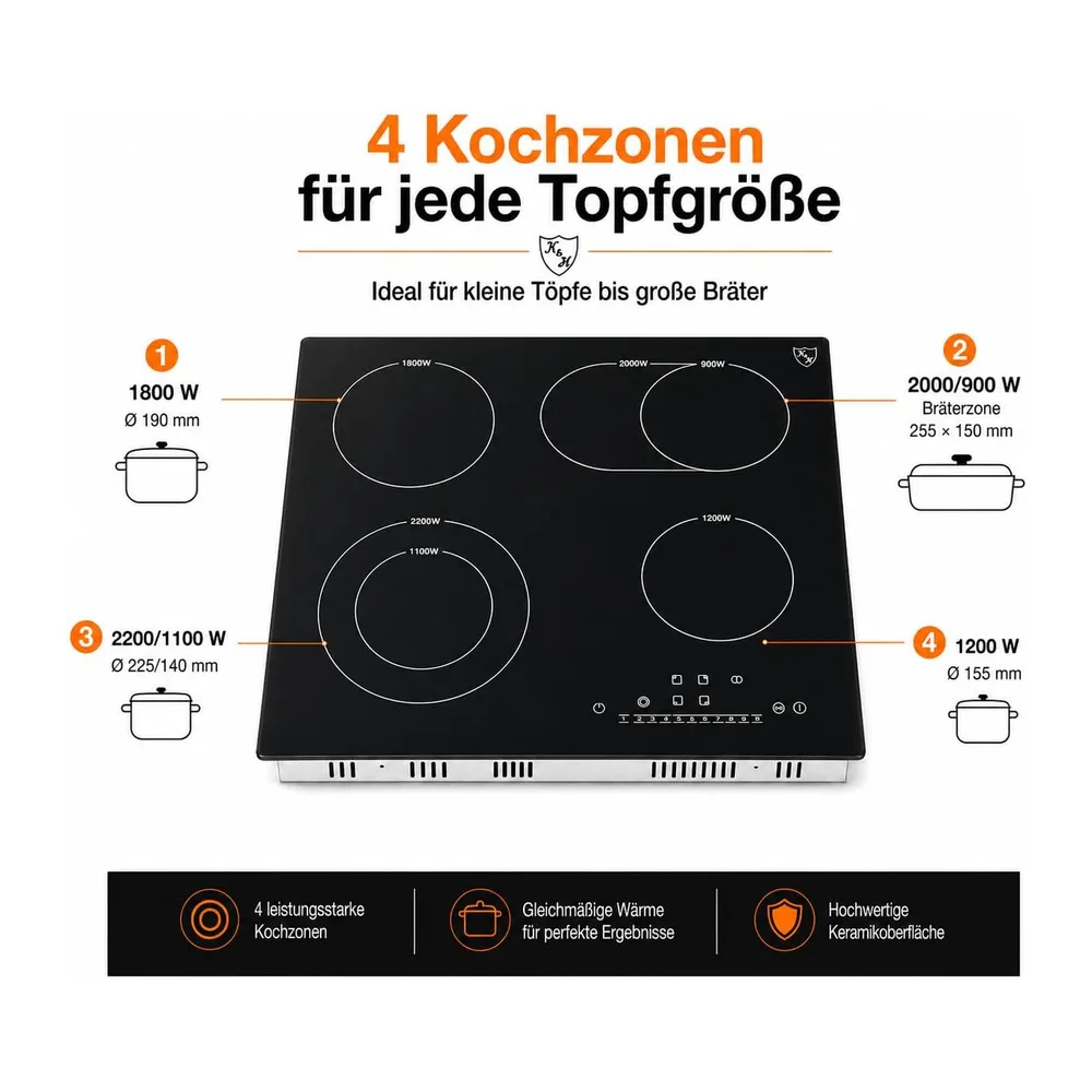 K&H Glaskeramikkochfeld NC-7206 [4 ZONEN] — 4
