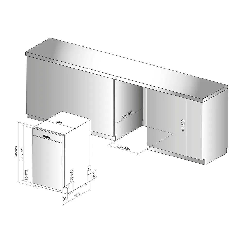 Bauknecht BSBO 3O23 PF X Integrierter Geschirrspüler/ 45 cm/ — 3