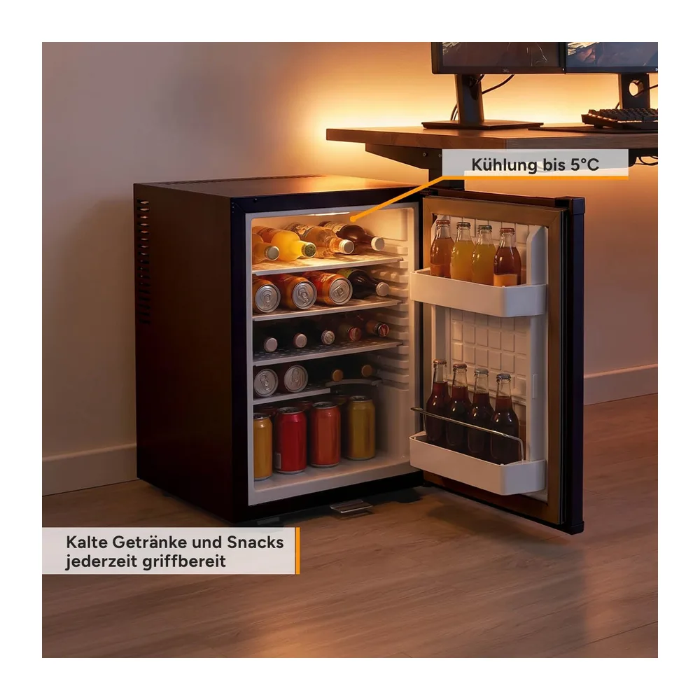 TZS First Austria - Mini Kühlschrank 40L lautlos & abschließbar - Kleiner Minikühlschrank, wechselbarer — 6