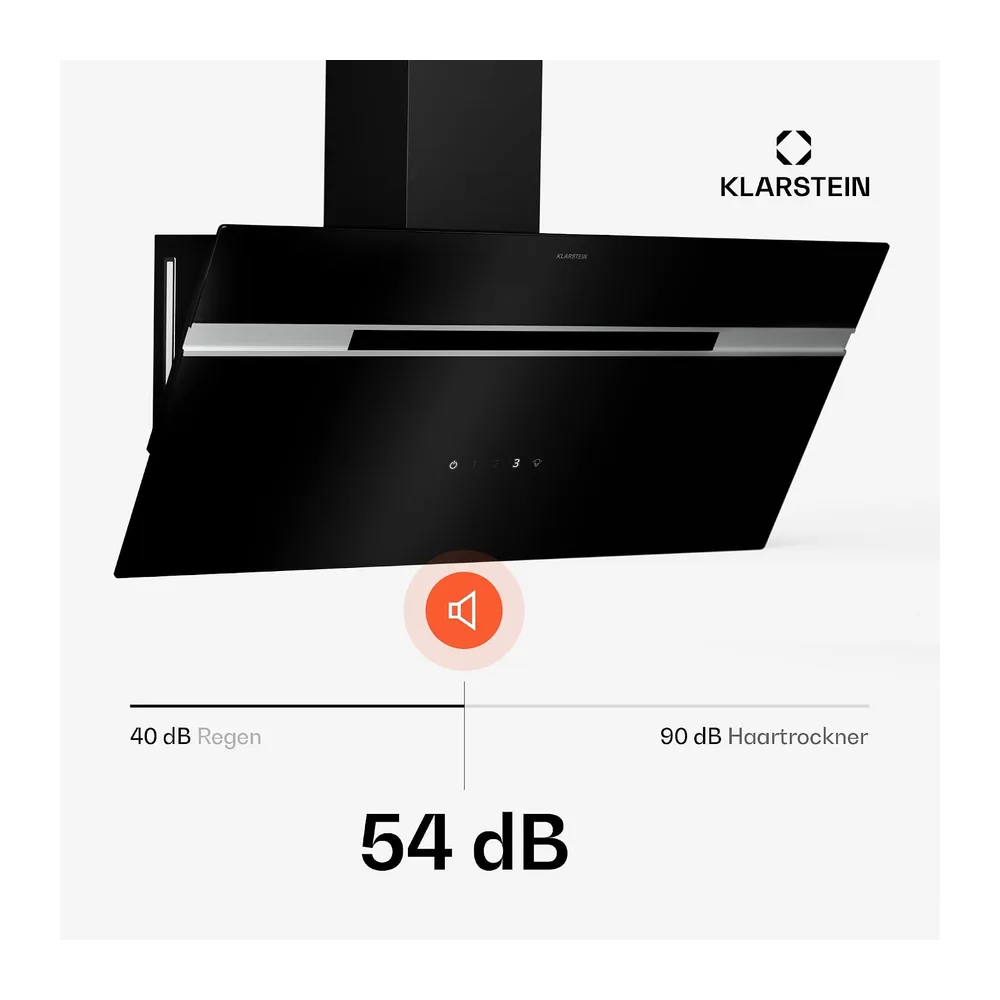 Klarstein Alina 90 Dunstabzugshaube - 615 m³/h, Touchpanel, LED-Hintergrundbeleuchtung, Energieklasse A, — 4