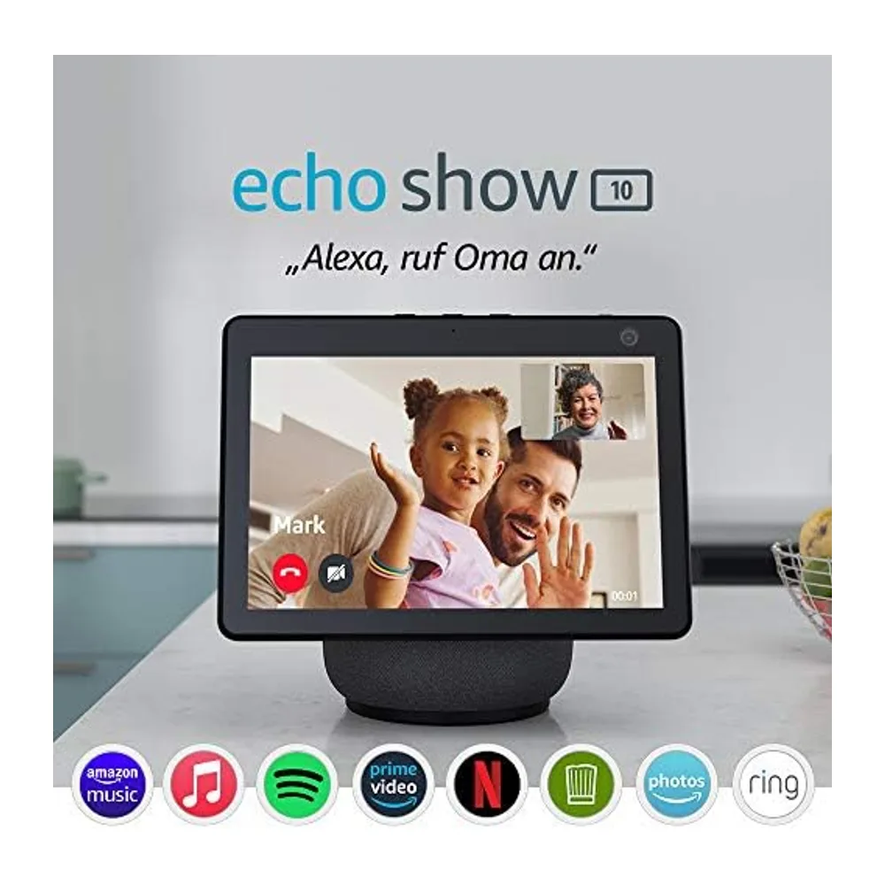 Echo Show 10 (3. Generation, 2020) | Hochauflösendes Smart Display mit Bewegungsfunktion und Alexa, Anthrazit