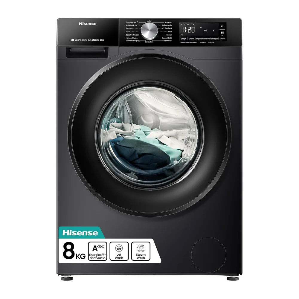 Hisense WF3S8043BB3 Waschmachine mit Dampffunkunktion
