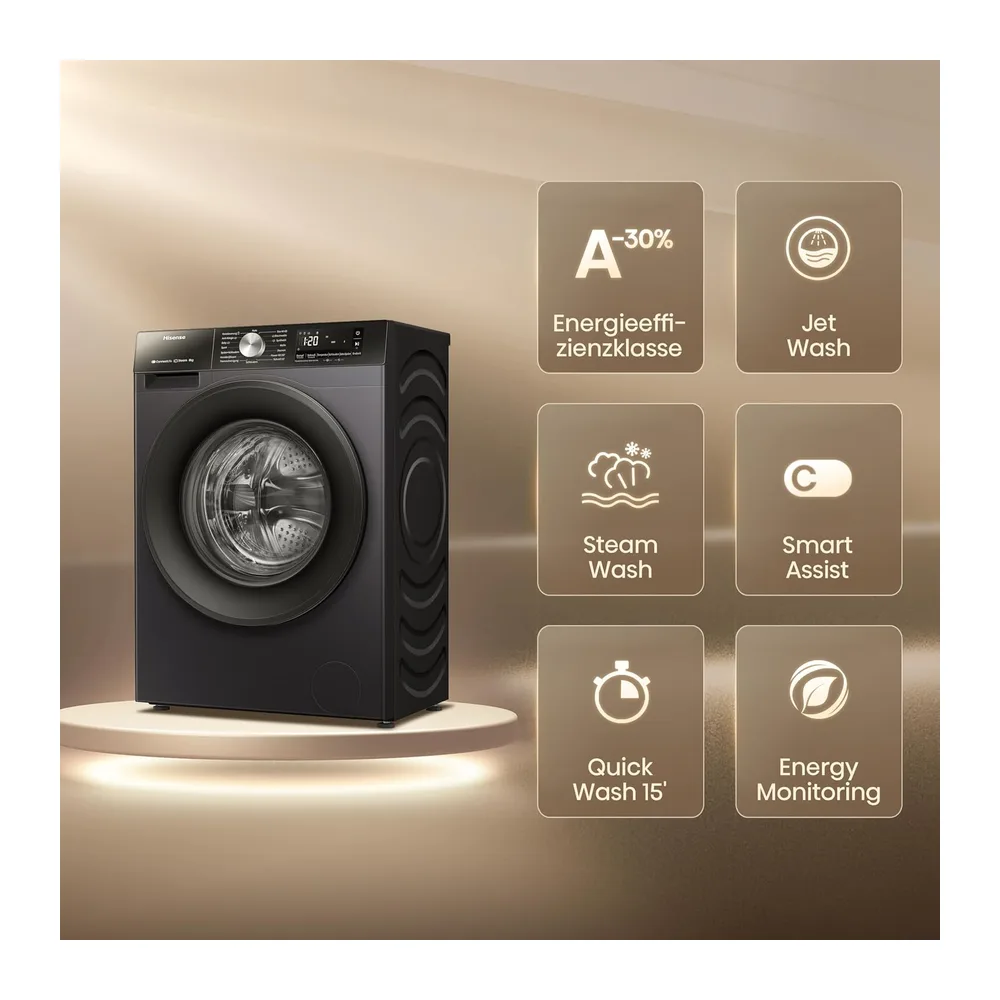 Hisense WF3S8043BB3 Waschmachine mit Dampffunkunktion — 3