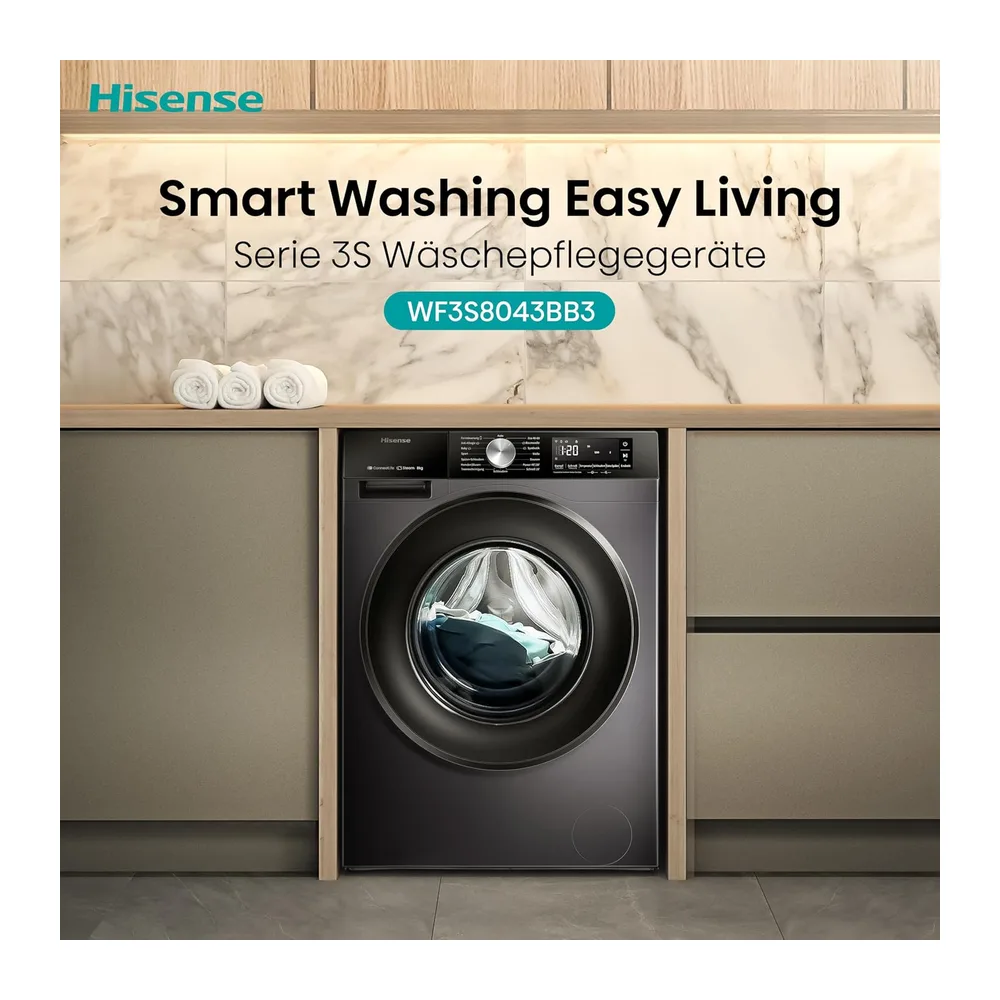 Hisense WF3S8043BB3 Waschmachine mit Dampffunkunktion — 4