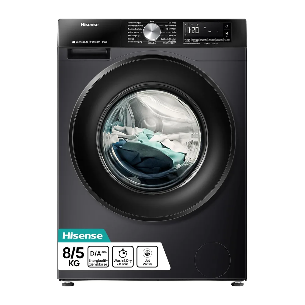 Hinsense WD3S8043BB3 Waschtrockner/ConnectLife /16 Programme /8 KG