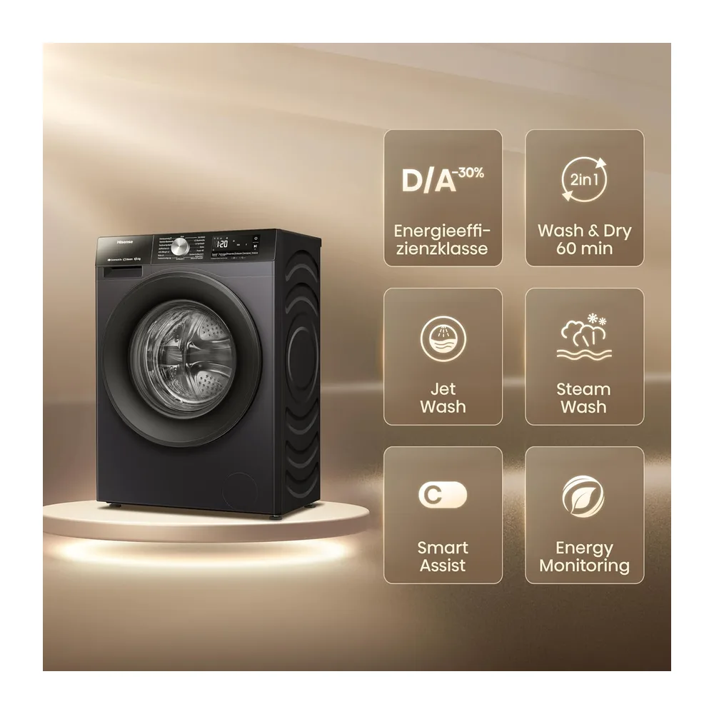 Hinsense WD3S8043BB3 Waschtrockner/ConnectLife /16 Programme /8 KG — 3