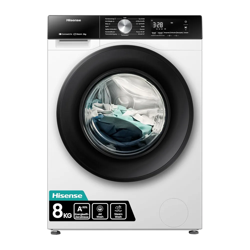 Hisense WF3S8043BW3 Waschmachine mit Dampffunkunktion