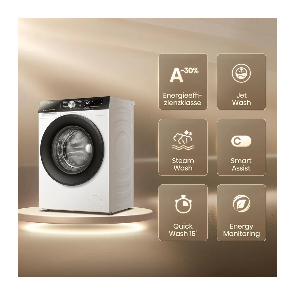 Hisense WF3S8043BW3 Waschmachine mit Dampffunkunktion — 3