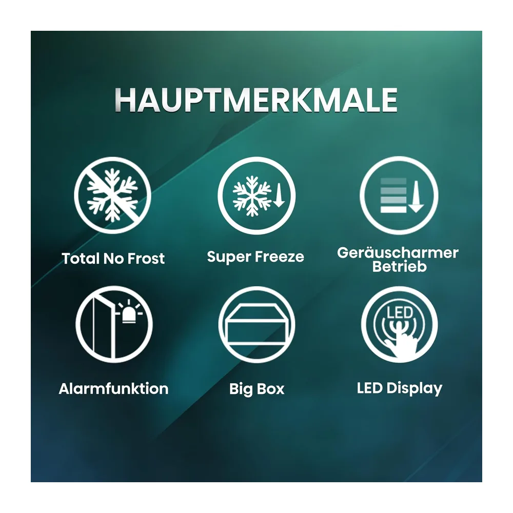 Hisense FV191N4AW2 Gefrierschrank/ TotalNoFrost/ SuperFreeze/ Türalarm/ Multiflow 360°/ BigBox/ 143,4 cm/ — 3