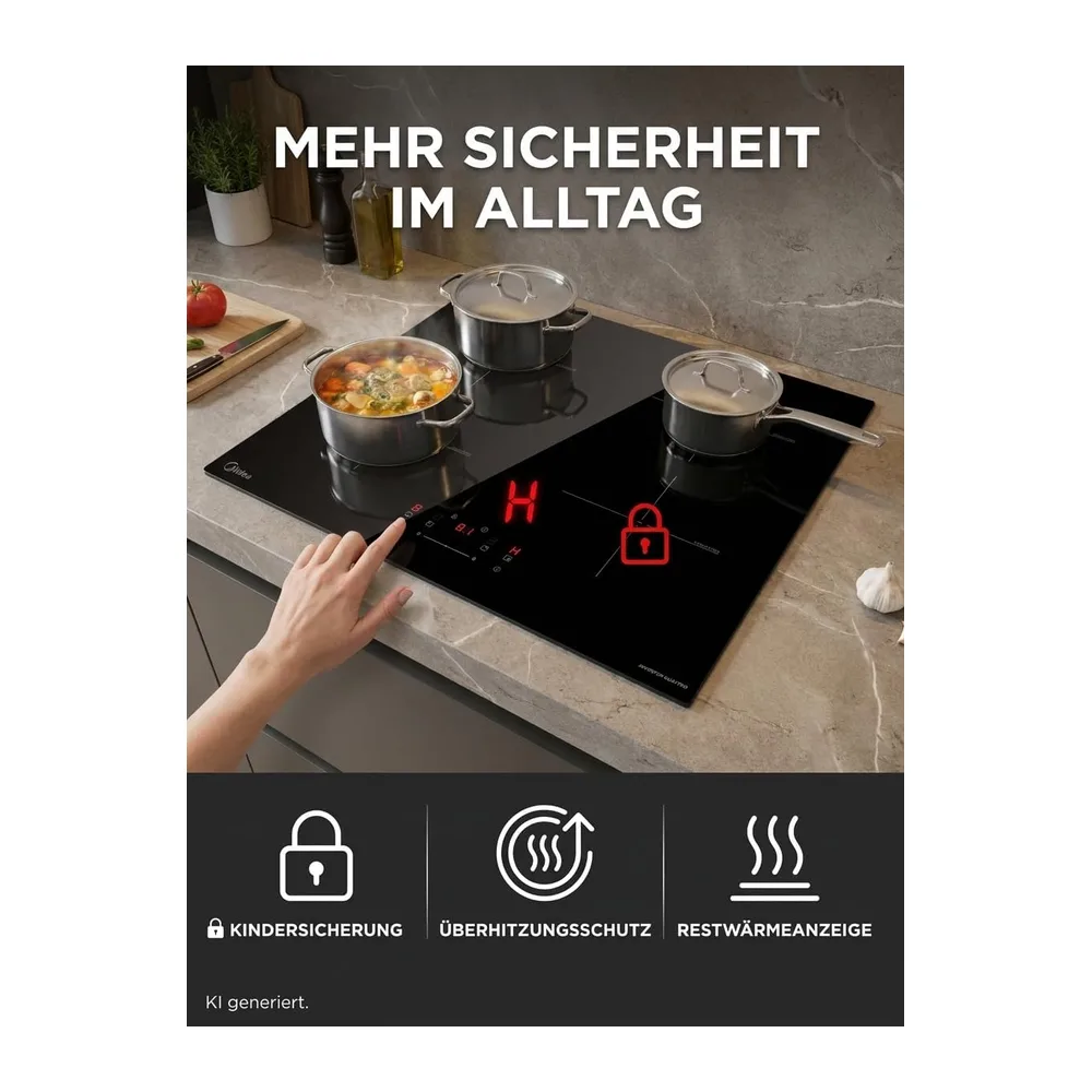Midea MIH741F238K0 Induktionskochfeld, 4 Kochzonen, 7400W — 6