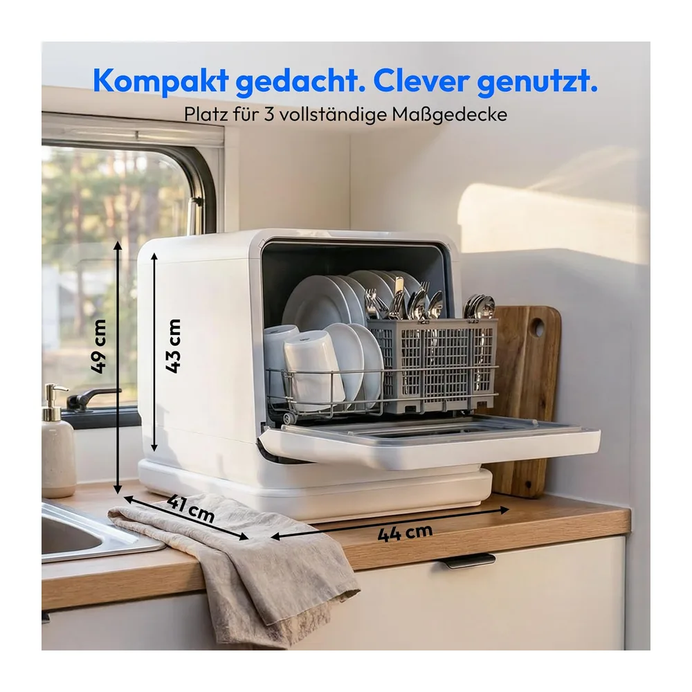 MEDION Mini Geschirrspüler DWT30, 3 Maßgedecke, 3in1 Tischgeschirrspüler, mit/ohne Wasseranschluss, Tank — 2