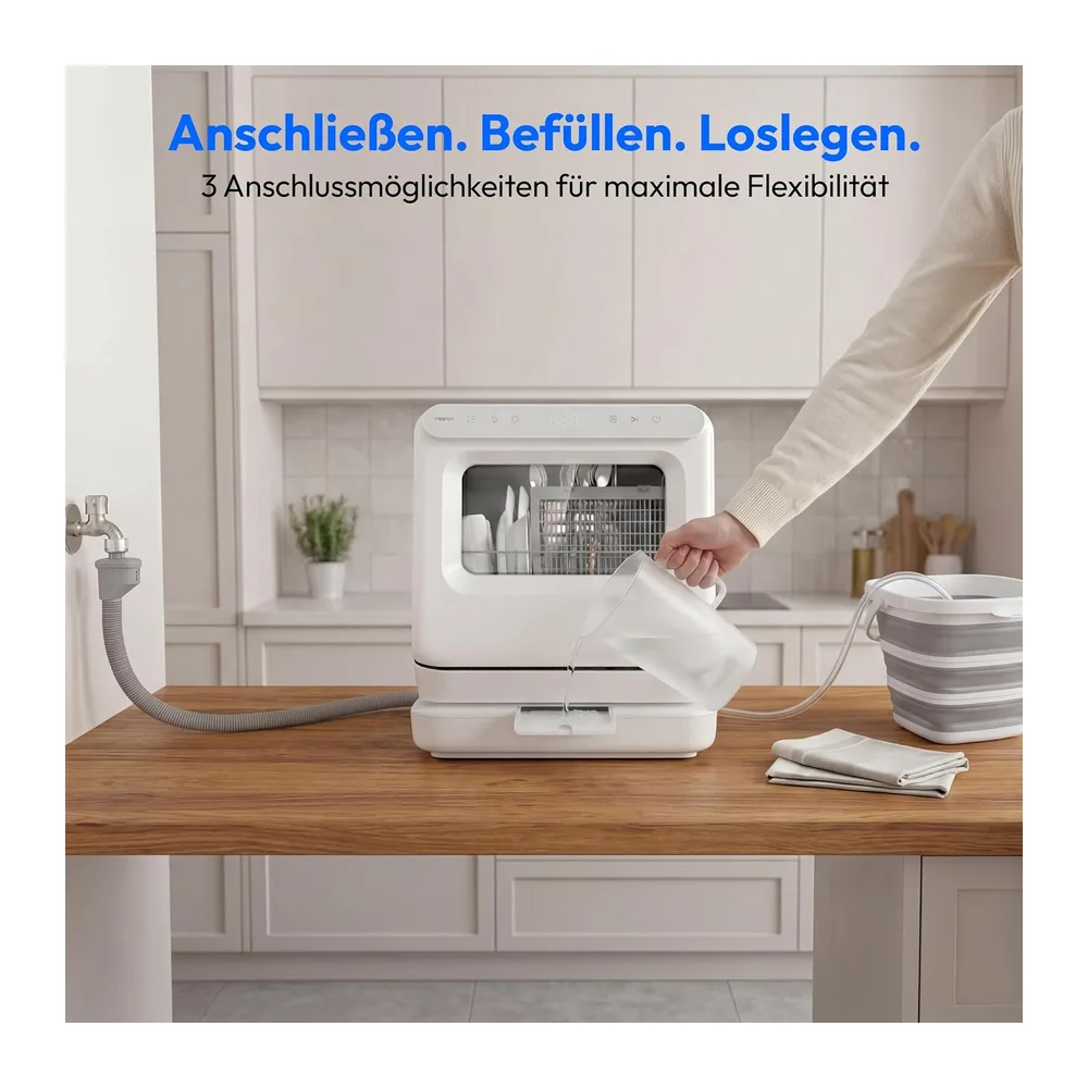 MEDION Mini Geschirrspüler DWT30, 3 Maßgedecke, 3in1 Tischgeschirrspüler, mit/ohne Wasseranschluss, Tank — 5