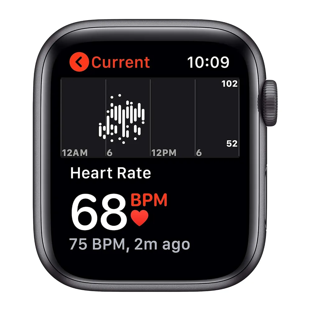 Apple Watch SE 2020 (GPS, 44MM) Aluminiumgehäuse Space Grau mit Schwarz Sportarmband (Generalüberholt) — 3