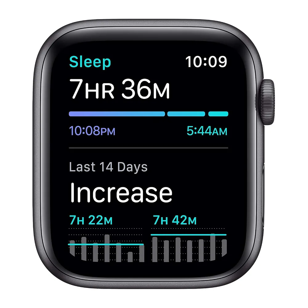 Apple Watch SE 2020 (GPS, 44MM) Aluminiumgehäuse Space Grau mit Schwarz Sportarmband (Generalüberholt) — 4