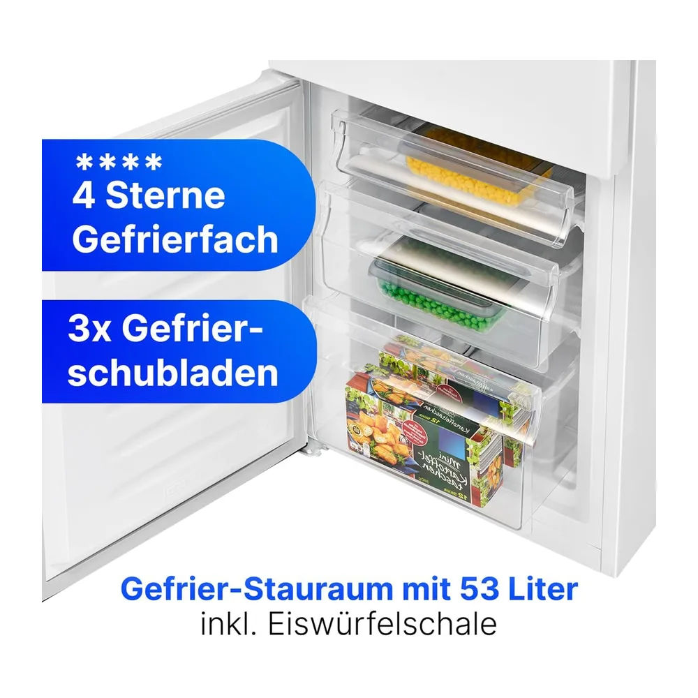 Bomann® Kühlschrank mit Gefrierfach | Energieklasse E | 143cm | Kühl Gefrierkombination leise 39 dB | 3 — 4