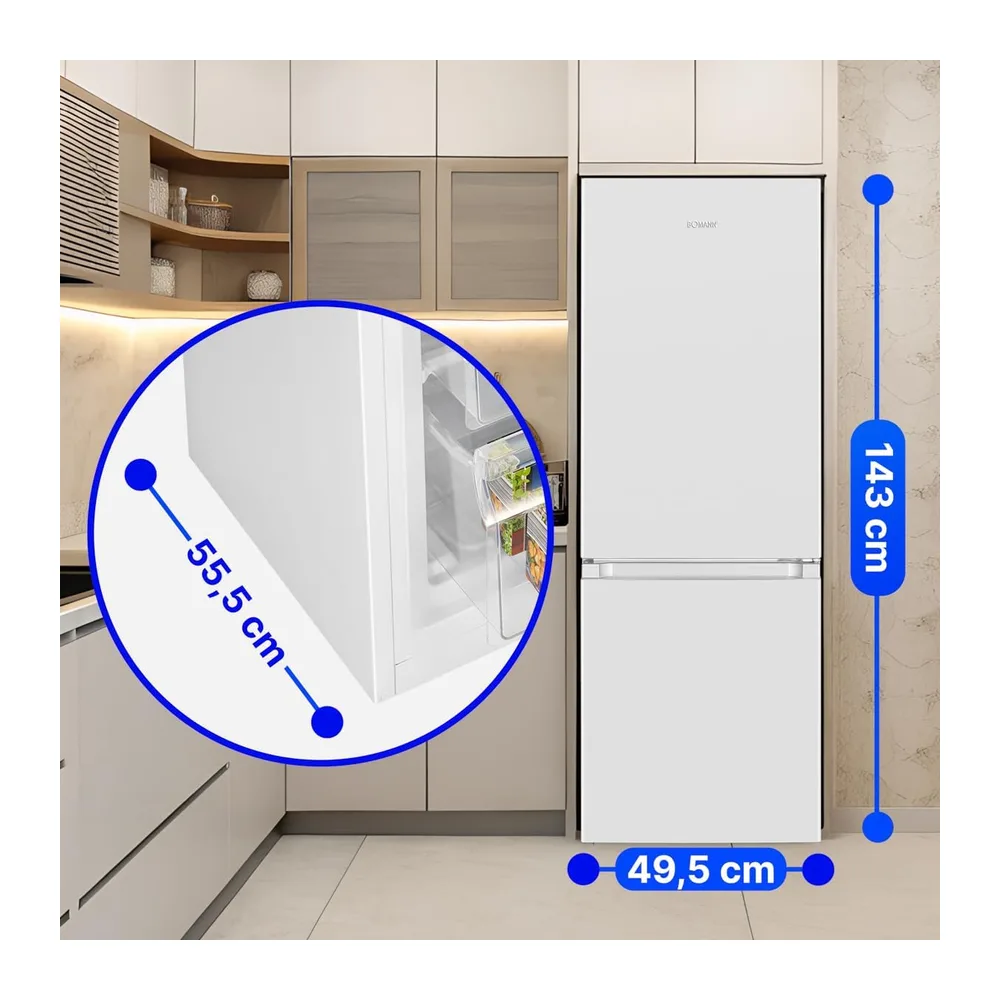 Bomann® Kühlschrank mit Gefrierfach | Energieklasse E | 143cm | Kühl Gefrierkombination leise 39 dB | 3 — 6