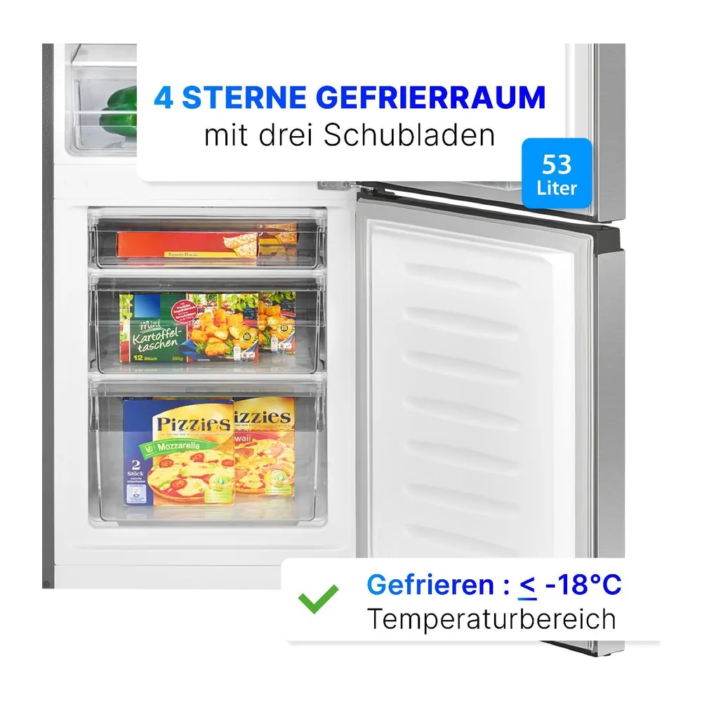 Bomann® Kühlschrank mit Gefrierfach | Energieklasse E | 143cm | Kühl Gefrierkombination leise 39 dB | 3 — 5