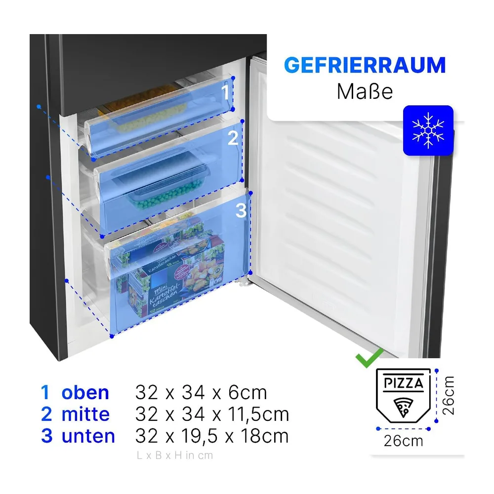 Bomann® Kühlschrank mit Gefrierfach | Energieklasse E | 143cm | Kühl Gefrierkombination leise 39 dB | 3 — 6