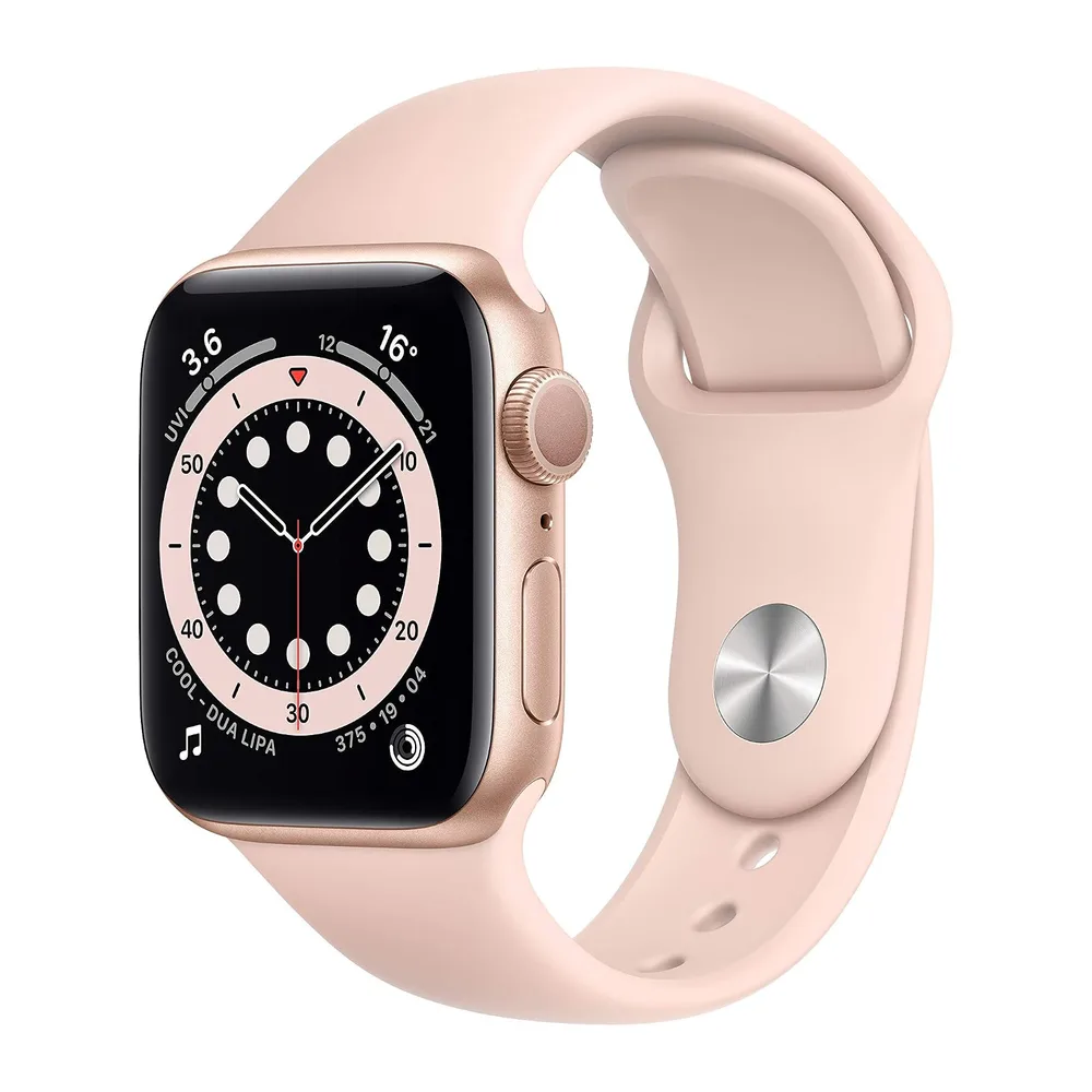 Apple Watch Series 6 (GPS, 40MM) Aluminiumgehäuse Gold mit Rosa Sand Sportarmband (Generalüberholt)