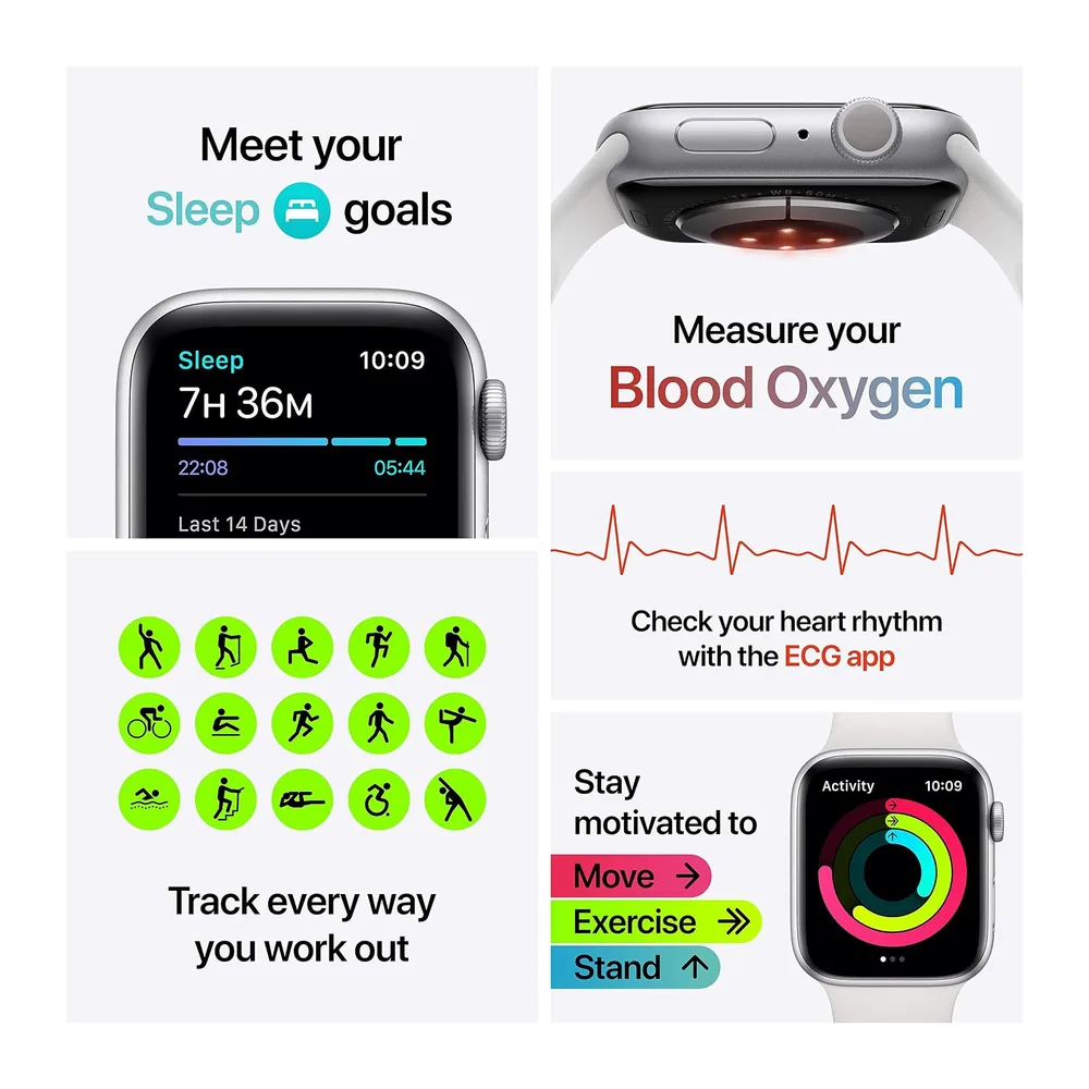 Apple Watch Series 6 (GPS, 44MM) Aluminiumgehäuse Space Grau mit Schwarz Sportarmband (Generalüberholt) — 5