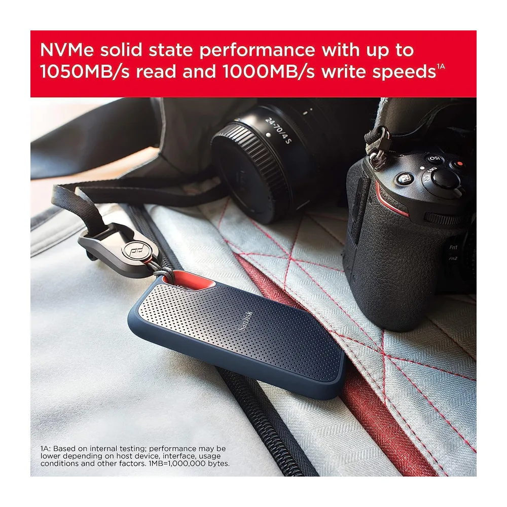 SANDISK Extreme Portable SSD 4 TB - bis zu 1.050 MB/s Lesen - Schwarz — 4