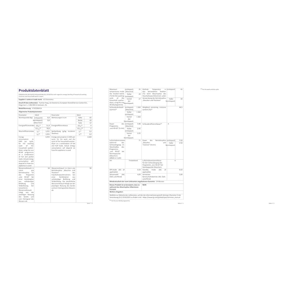 LG Electronics V7WD96H1A Waschtrockner mit AI DD — 6