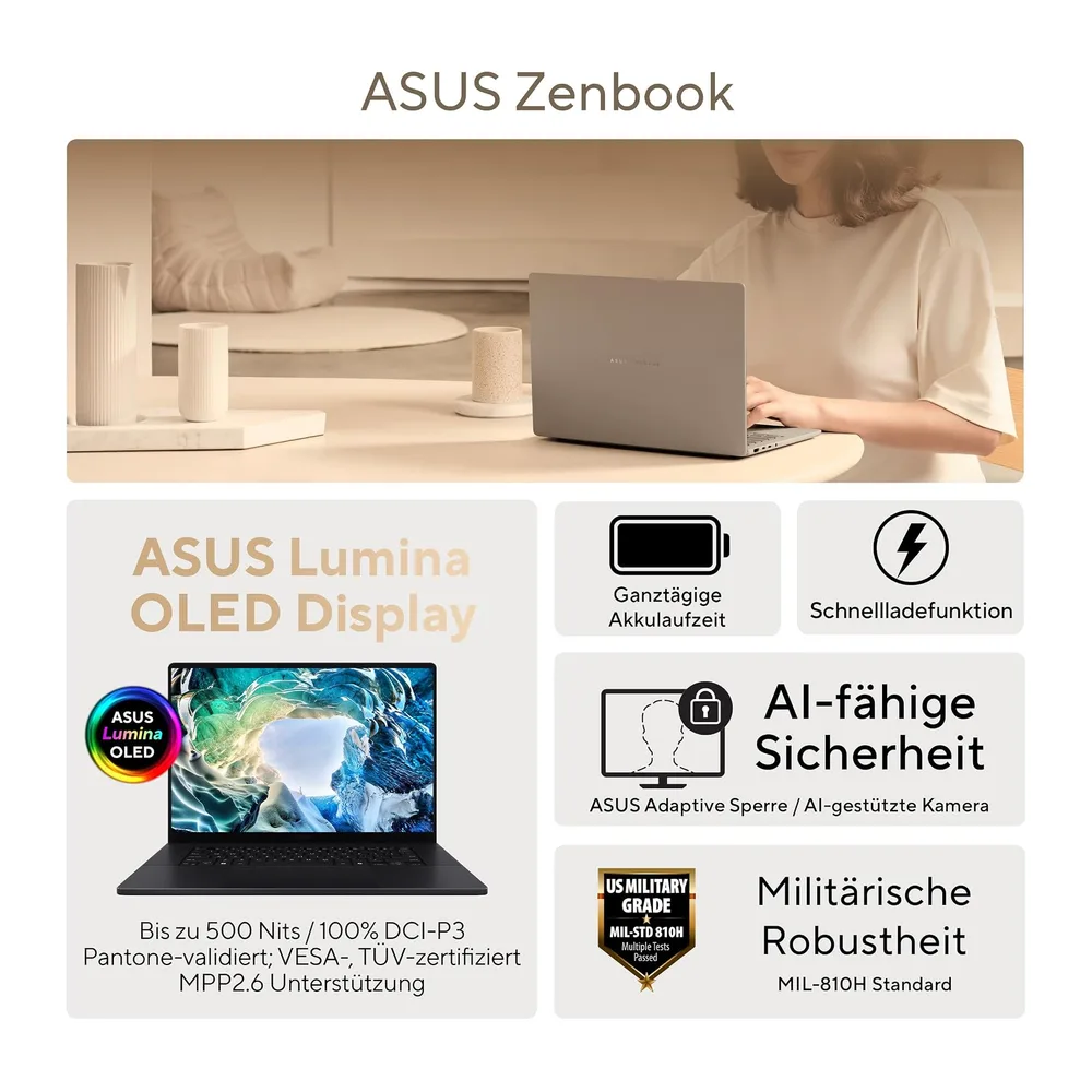 ASUS Zenbook 14 UM3406GA Copilot+ PC | 14" WUXGA 16:10 OLED Display | AMD Ryzen AI 7 445 | 32GB RAM | 1TB SSD — 5