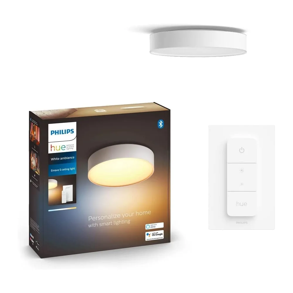 Philips Hue White Ambiance Enrave Deckenleuchte XL (6.100 lm) inkl. Dimmschalter