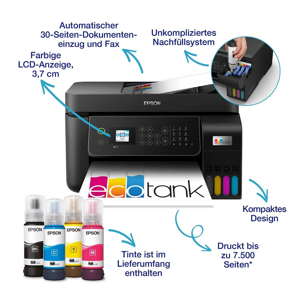 Epson EcoTank ET-4800 Tintentankdrucker | für Zuhause & kleine Büros | WLAN & Ethernet| A4 | Drucken, — 3