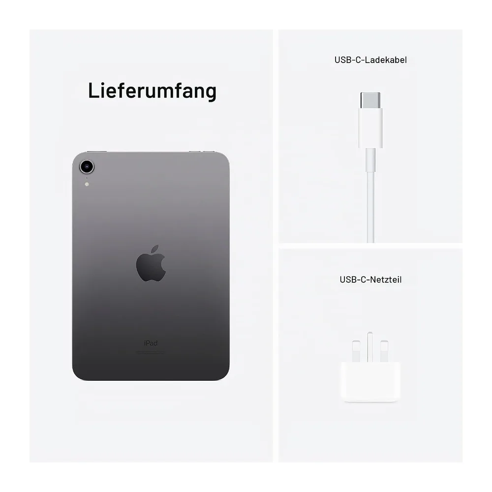 Apple iPad mini (6. Generation, 8.3-Zoll, 2021), 64GB, Wi-Fi, Space Grau (Generalüberholt) — 6