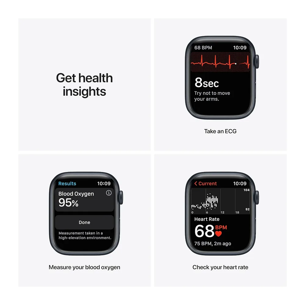 Apple Watch Series 7 (GPS, 45MM) Aluminiumgehäuse Mitternachts mit Mitternachts Sportarmband (Generalüberholt) — 3