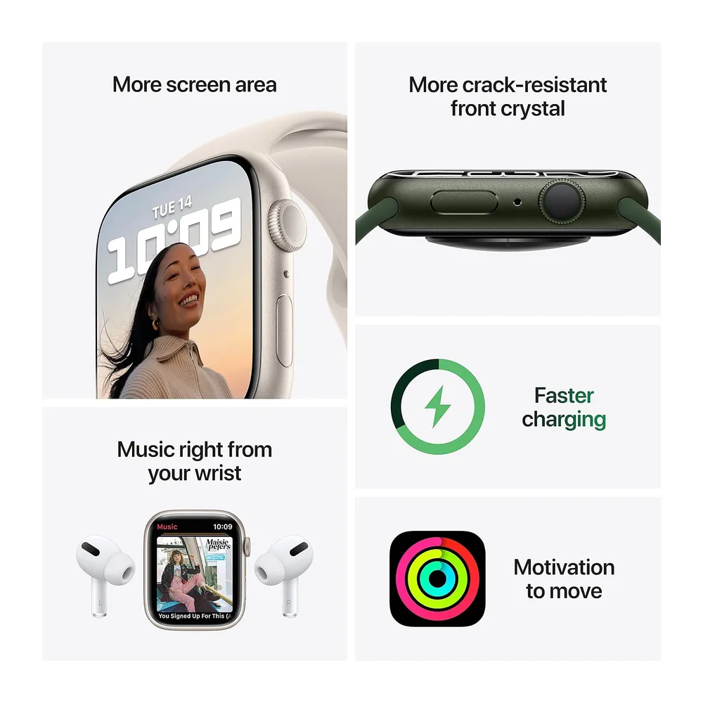 Apple Watch Series 7 (GPS, 45MM) Aluminiumgehäuse Mitternachts mit Mitternachts Sportarmband (Generalüberholt) — 4