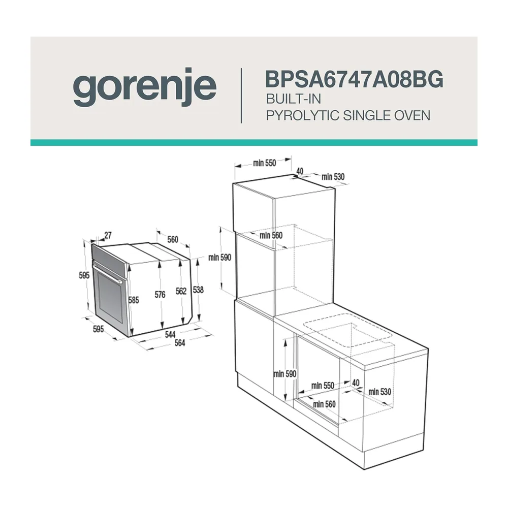 Gorenje OptiBake Advanced BPSA 6747 A08BG Einbau-Backofen / 77L / Heißluft / Pyrolyse / AutoBake / Touch — 4