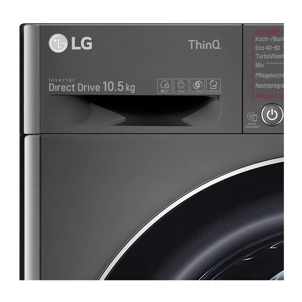 LG F6WV710P2S Waschmaschine (10,5 kg, Energieklasse A, 1.600 U/Min.) mit AI DD (AI Wash), TurboWash 360°, — 5