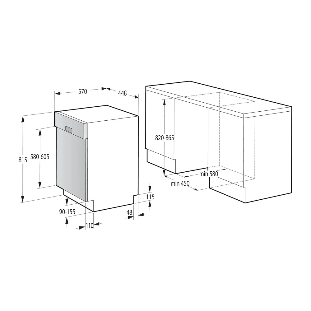 Gorenje GI520E15X Teilintegrierbarer Einbaugeschirrspüler [Energieklasse E] — 2