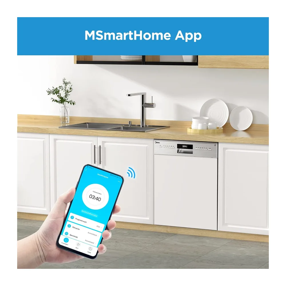 Midea Geschirrspüler Teilintegriert 60 cm Einbau Spülmaschine 13 Gedecke [Energieklasse E] — 5