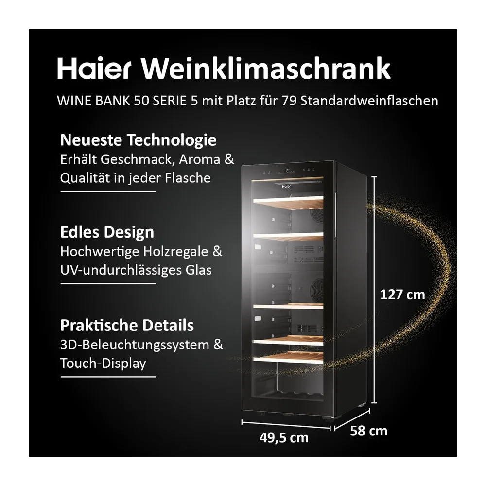 Haier Weinkühlschrank Serie 5 HWS79GDG 79 Flaschen [Energieklasse G] — 2