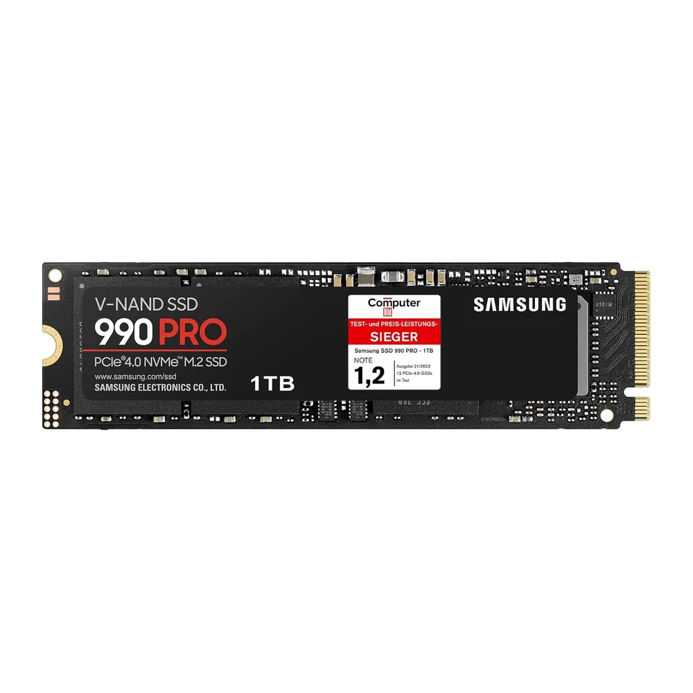 Samsung 990 PRO NVMe M.2 SSD , 1 TB, PCIe 4.0, 7.450 MB/s Lesen, 6.900 MB/s Schreiben, Interne SSD für Gaming
