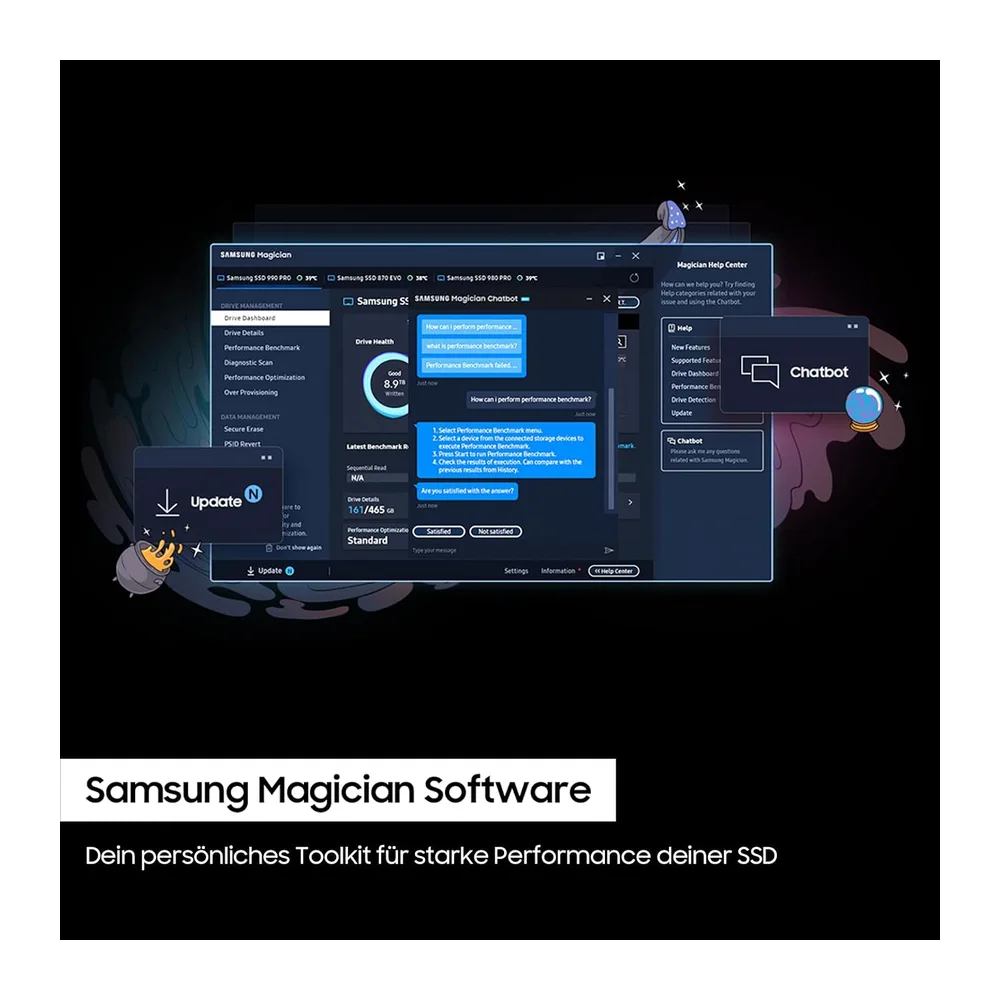 Samsung 990 PRO NVMe M.2 SSD , 1 TB, PCIe 4.0, 7.450 MB/s Lesen, 6.900 MB/s Schreiben, Interne SSD für Gaming — 6