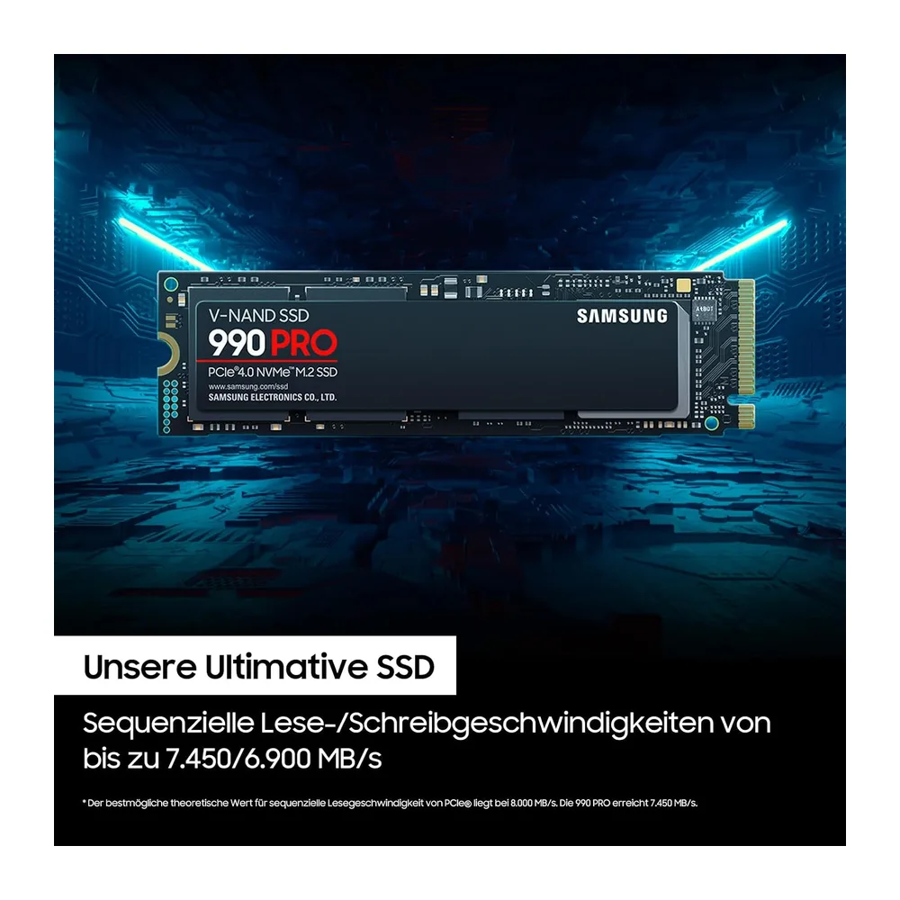 Samsung 990 PRO NVMe M.2 SSD, 2 TB, PCIe 4.0, 7.450 MB/s Lesen, 6.900 MB/s Schreiben, Interne SSD, Interne — 3