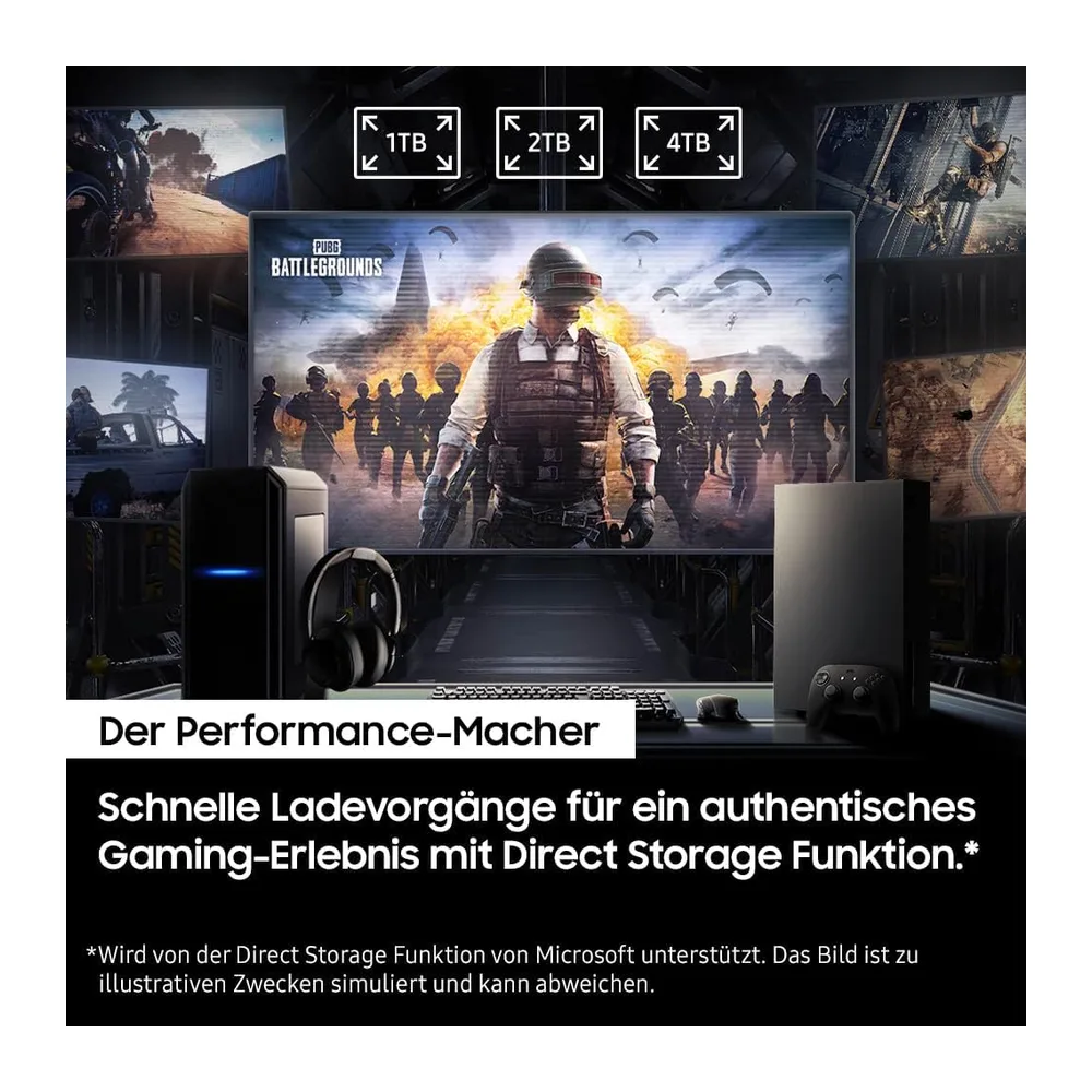 Samsung 990 PRO NVMe M.2 SSD, 2 TB, PCIe 4.0, 7.450 MB/s Lesen, 6.900 MB/s Schreiben, Interne SSD, Interne — 4