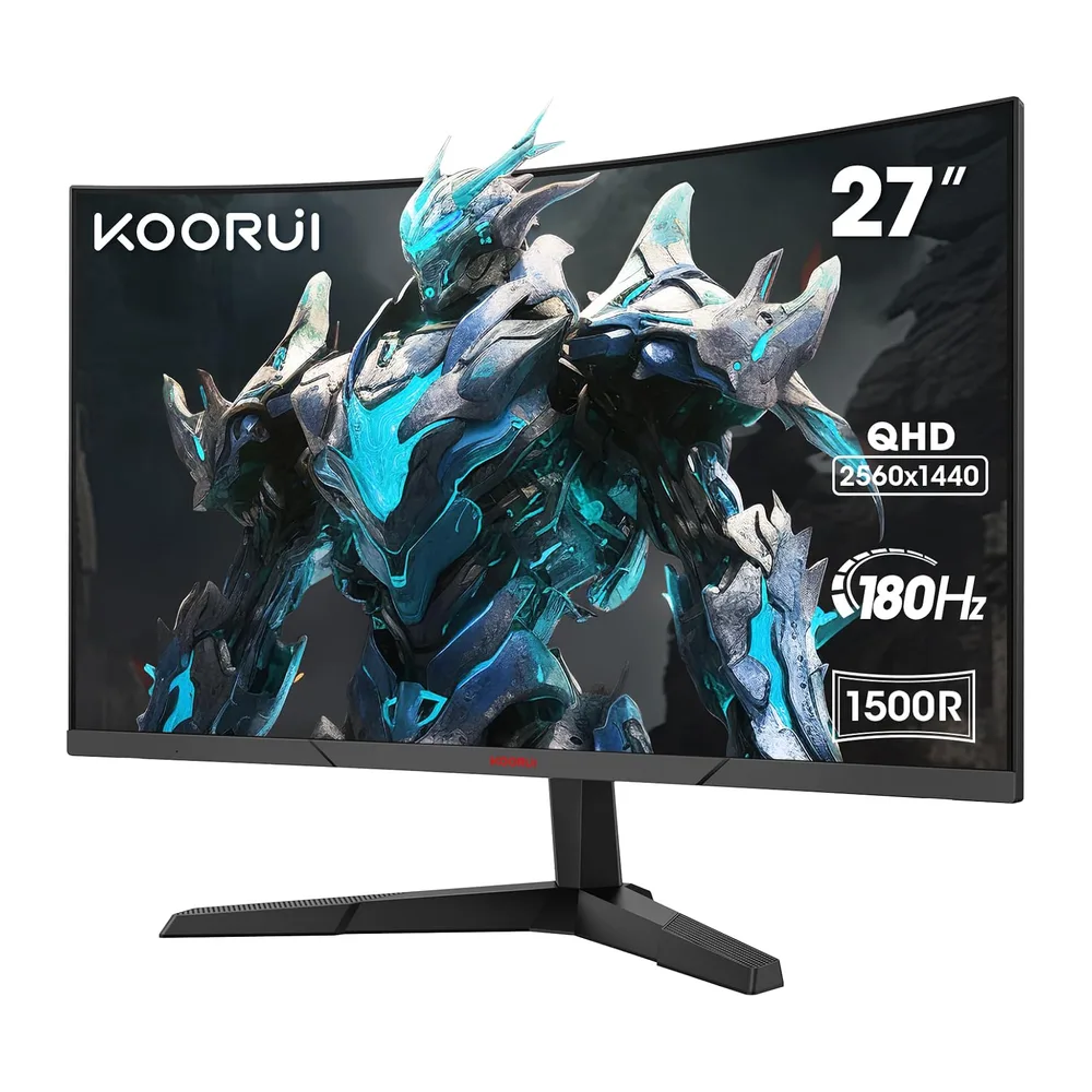KOORUI 27 Zoll Gaming Monitor Curved 180Hz PC Bildschirm QHD 1ms HDMI/DP