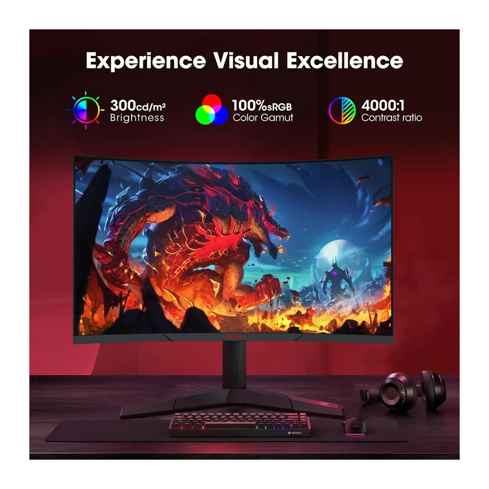 KOORUI 27 Zoll Gaming Monitor Curved 180Hz PC Bildschirm QHD 1ms HDMI/DP — 5