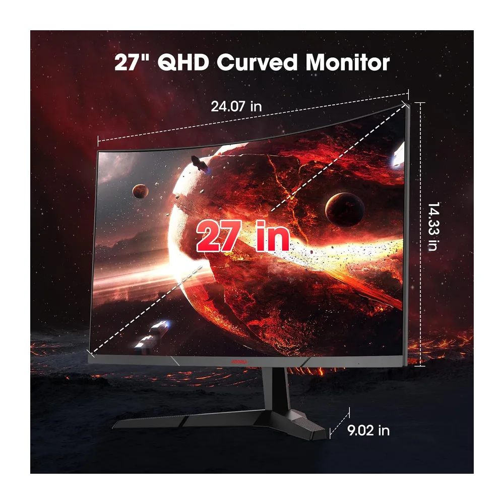 KOORUI 27 Zoll Gaming Monitor Curved 180Hz PC Bildschirm QHD 1ms HDMI/DP — 6