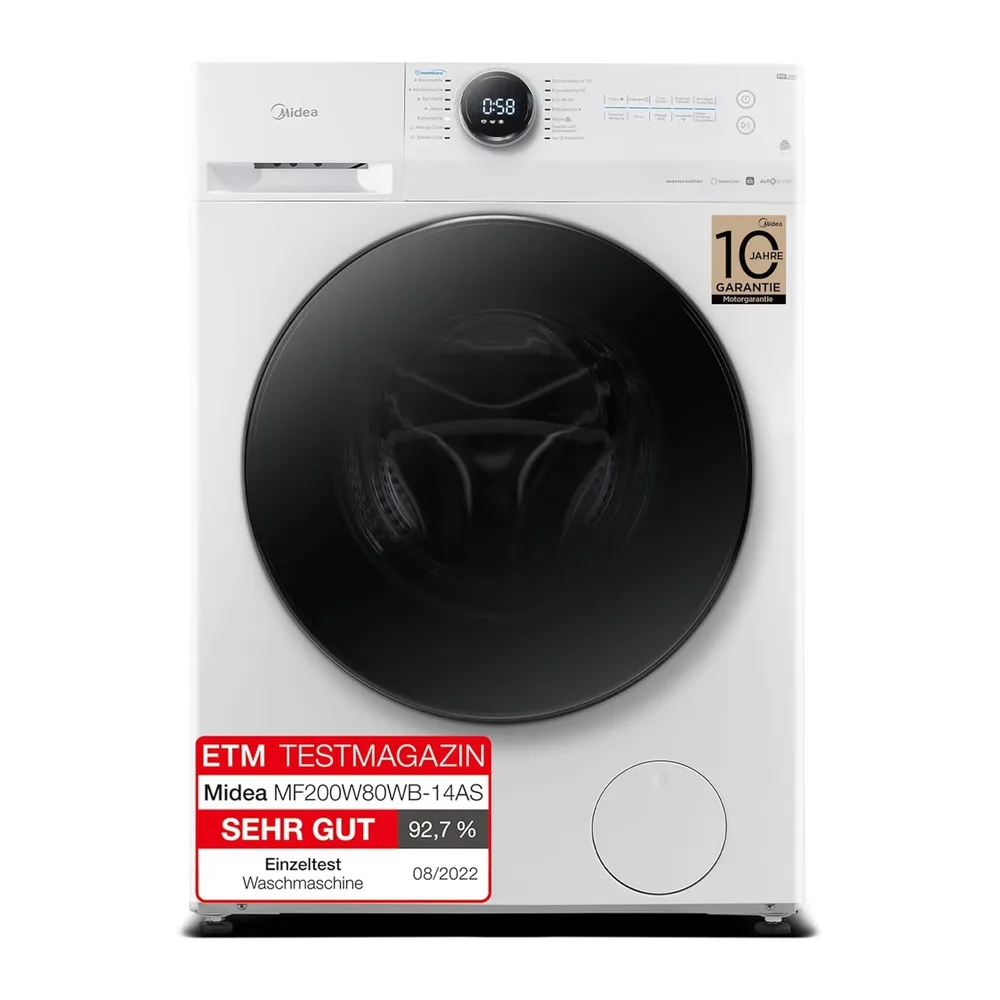 Midea 8 kg Waschmaschine Energieeffizienzklasse A weiß MF200W80WB-14AS [Energieklasse A]
