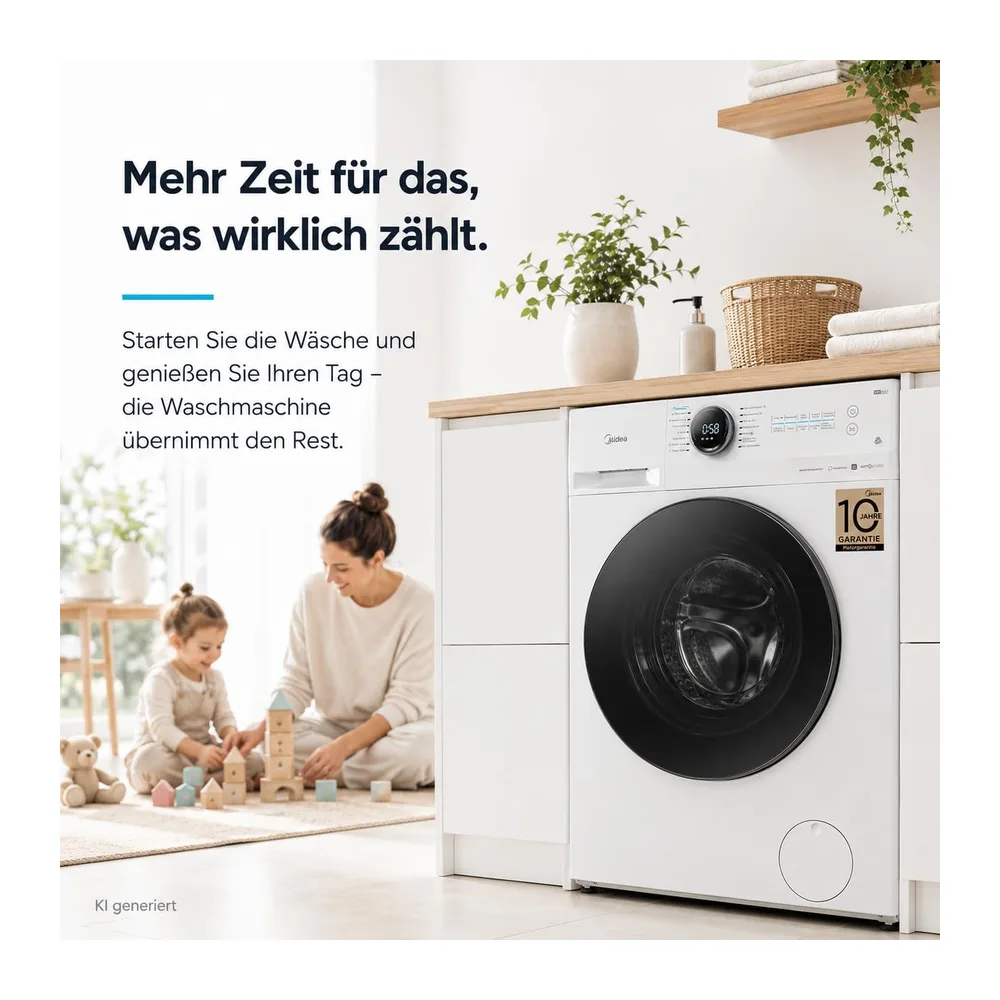 Midea 8 kg Waschmaschine Energieeffizienzklasse A weiß MF200W80WB-14AS [Energieklasse A] — 2