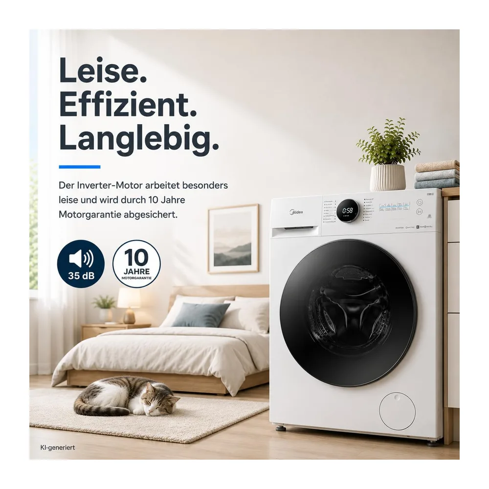 Midea 8 kg Waschmaschine Energieeffizienzklasse A weiß MF200W80WB-14AS [Energieklasse A] — 4