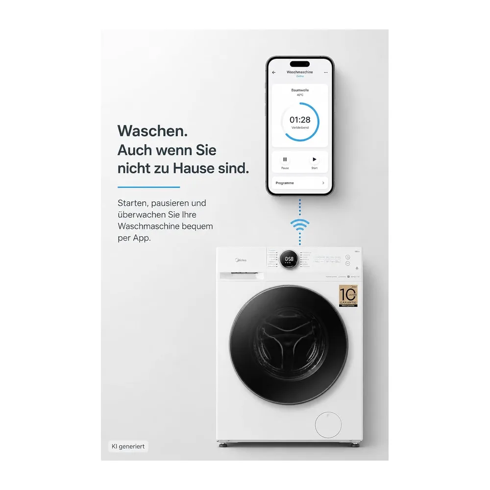 Midea 8 kg Waschmaschine Energieeffizienzklasse A weiß MF200W80WB-14AS [Energieklasse A] — 6