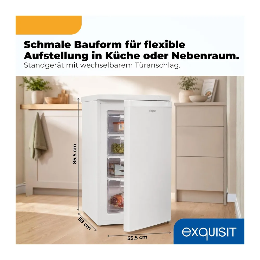 Exquisit GS512-040E Gefrierschrank - 91 l Tiefkühlschrank Klein in Weiß [Energieklasse E] — 3